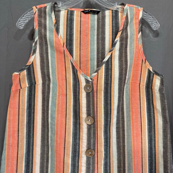 SHEIN Striped Sleeveless Button Front Shift Dress – Size US 6 (M) - Picture 2 of 9